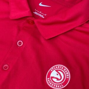 NIKE Atlanta Hawks Men's L Red Performance Polo Shirt NBA Basketball Logo